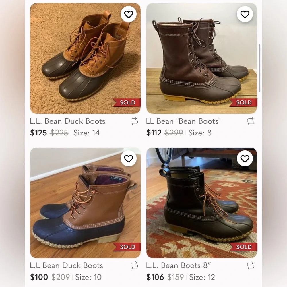 L.L. Bean Mens 10 6” Bean Duck Boots Hunting Fishing Camping‎ Outdoors Tan Brown